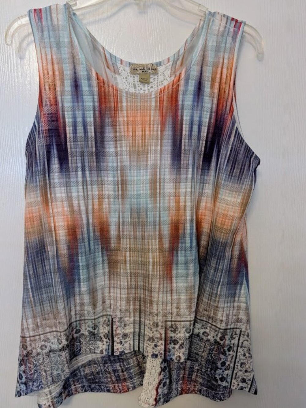 Live and Let Live sleeveless multicolor top Size PL